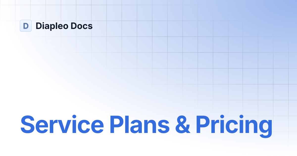 Service Plans & Pricing | API Reference | Diapleo Docs